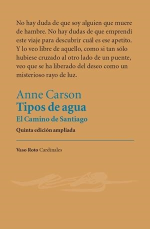 Tipos de agua | Carson, Anne | Llibreria La Figaflor - Abrera