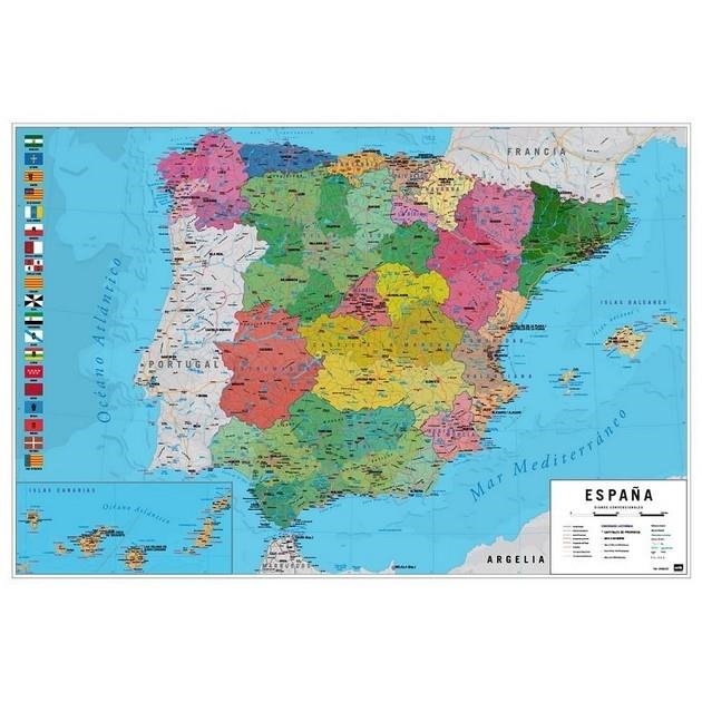 POSTER MAPA ESPAÑA FISICO POLITICO | Llibreria La Figaflor - Abrera